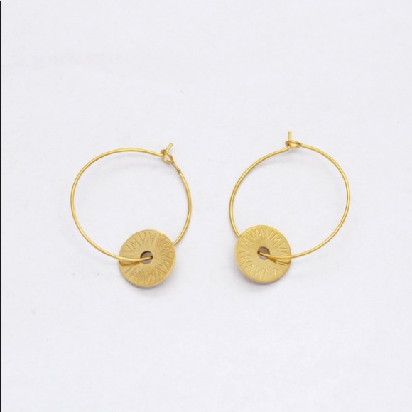 18K Goldplated Charm Hoops Earrings - Picture 13 of 13